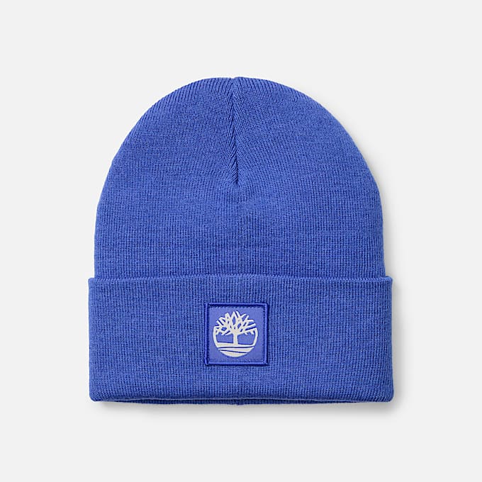 Ton-in-Ton gehaltene Mütze mit Aufnäher in Blau - 1
