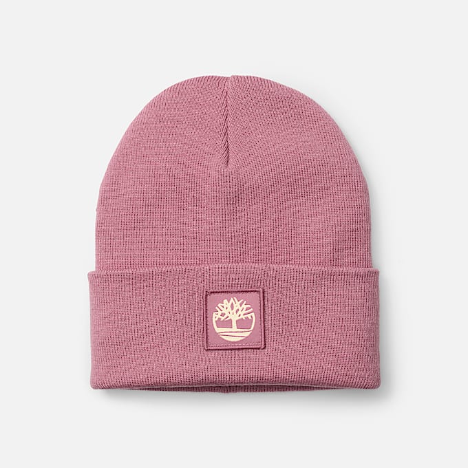 Beanie met ton-sur-ton patch in roze - 1
