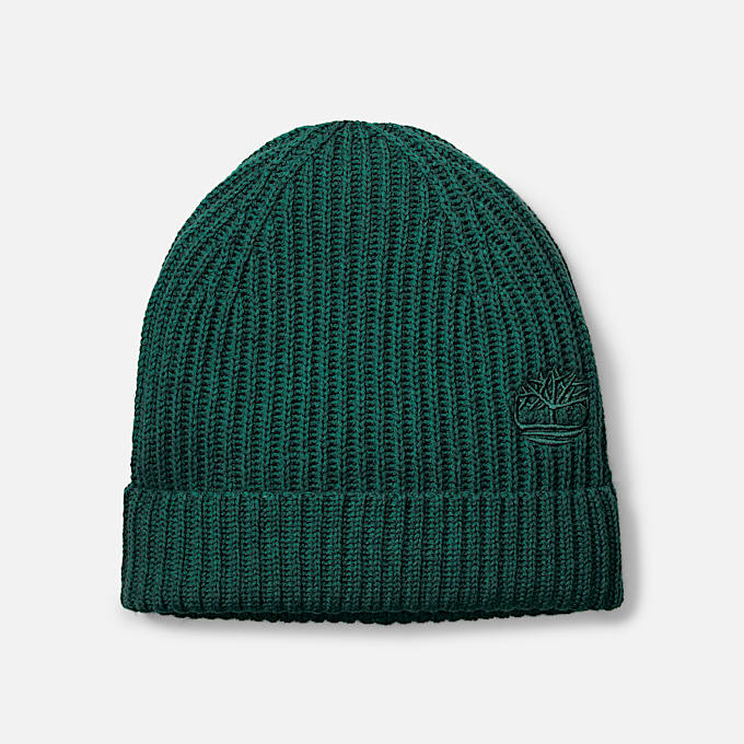 Wool Blend Beanie in Dark Green - 1