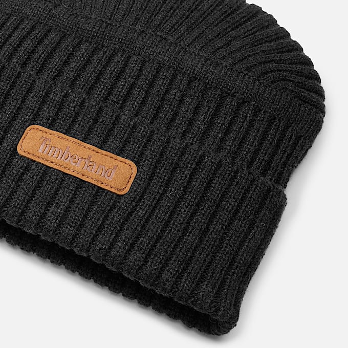 Gulf Beach Ribbed Beanie in Black