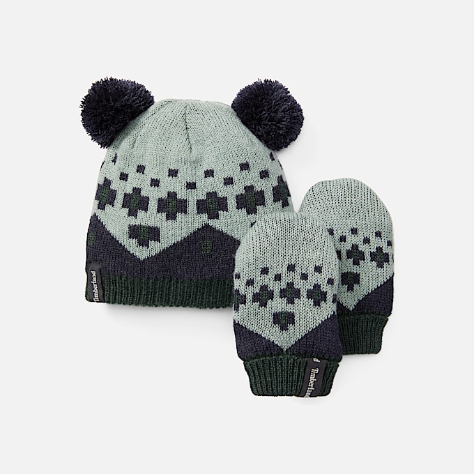 Fair-Isle-Set für Kinder in Grau