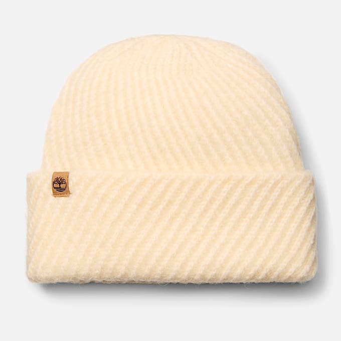 Mütze mit diagonalen Ziernähten in Beige - 1