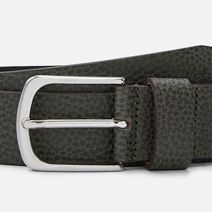 Canyon Lake Embossed Leather Belt in Dark Green