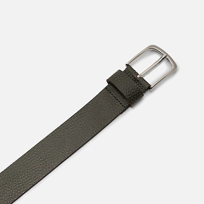 Canyon Lake Embossed Leather Belt in Dark Green