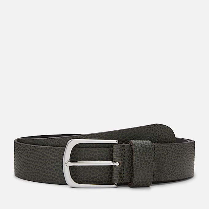 Canyon Lake Embossed Leather Belt in Dark Green - 1