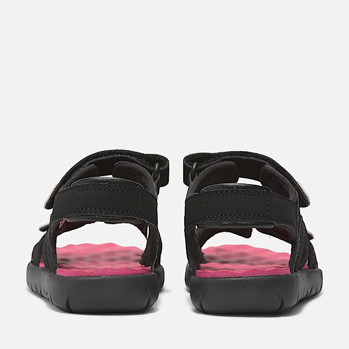 Perkins Row 2-Strap Sandal for Junior in Black/Pink