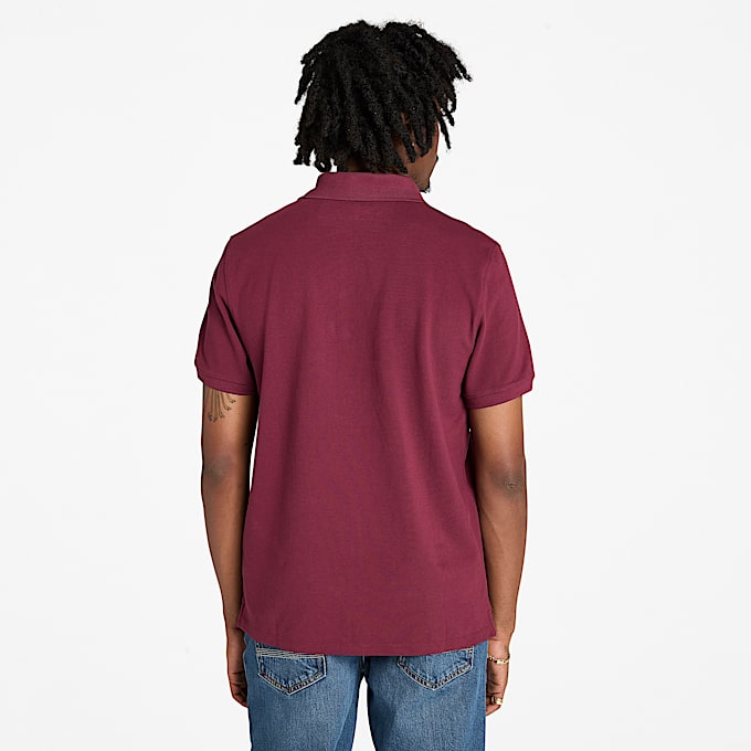 Millers River Pique Short-Sleeve Polo for Men in Burgundy