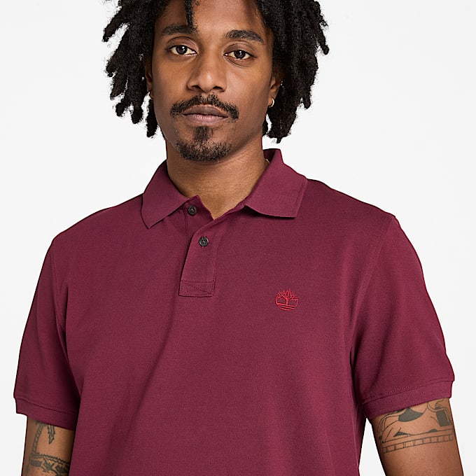 Millers River Pique Short-Sleeve Polo for Men in Burgundy
