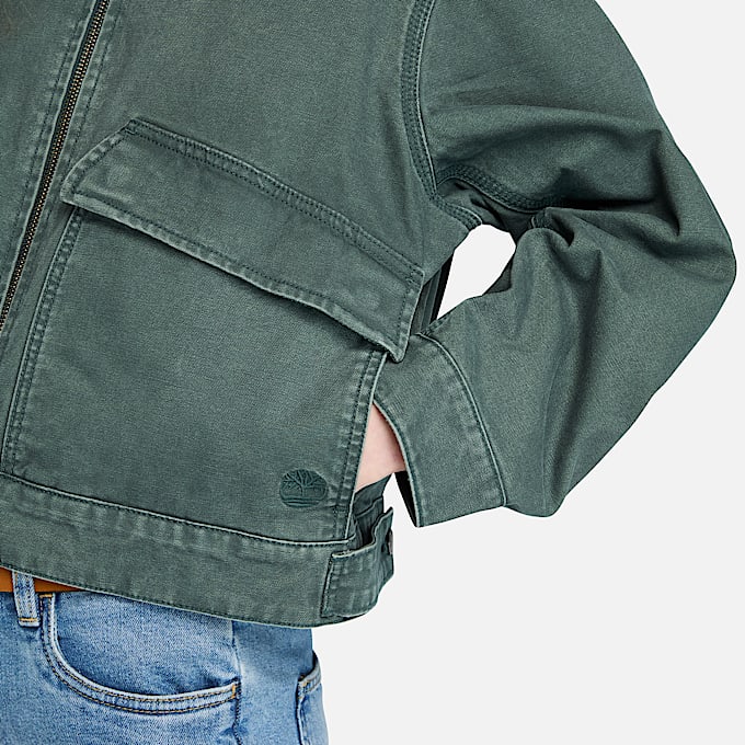 Veste en toile délavée Strafford pour femme en vert foncé