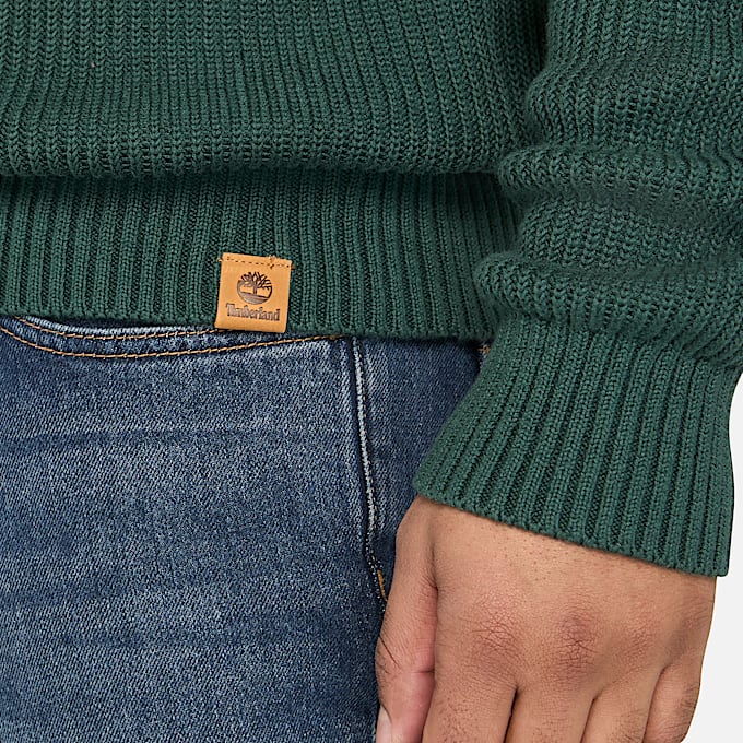 Strukturierter Williams River Pullover mit 1/4-Reißverschluss für Herren in Dunkelgrün