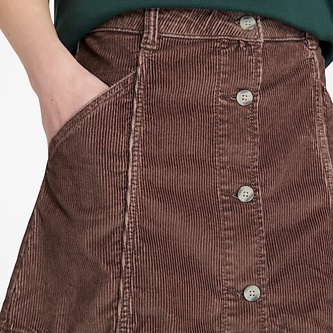 Rok van gewassen corduroy voor dames in bruin