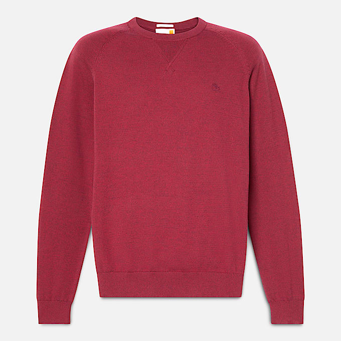 Williams River Cotton Raglan Sleeve Crewneck Jumper for Men in Burgundy
