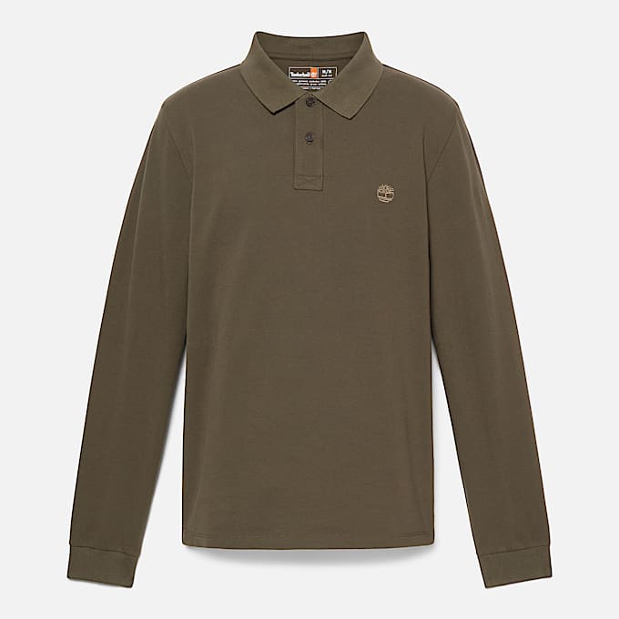 Polo de manga larga en piqué Millers River para hombre en verde