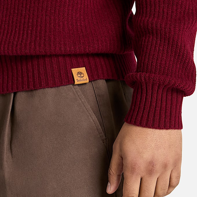 Phillips Brook Raglan Sleeve Crewneck Jumper for Men in Burgundy