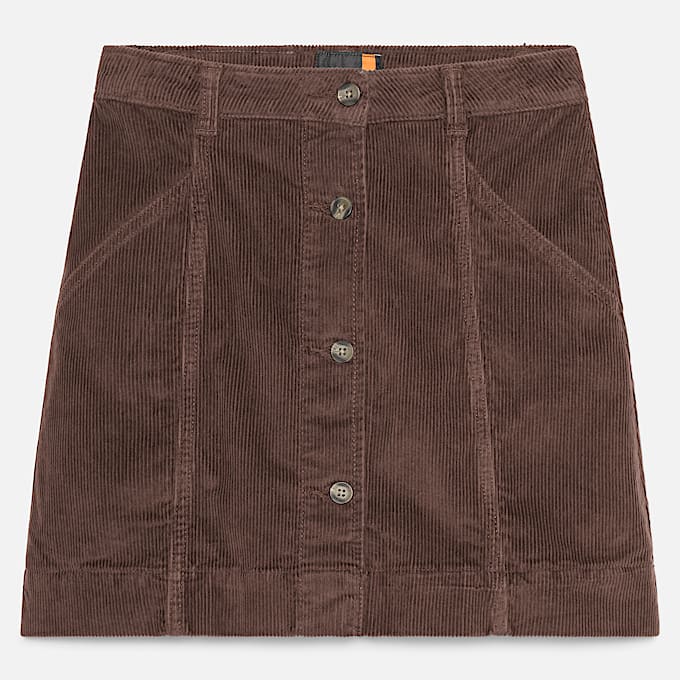 Rok van gewassen corduroy voor dames in bruin