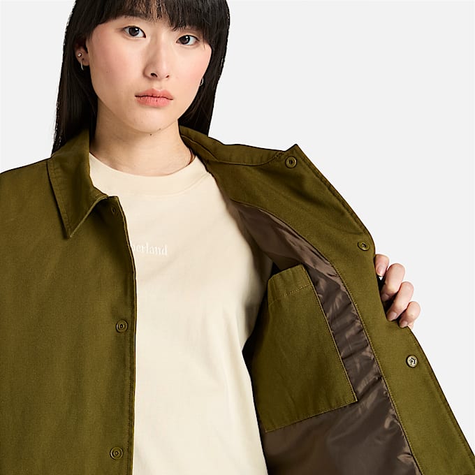 Isolierte Unisex-Jacke aus gewaschenem Enten-Canvas in Dunkelgrün