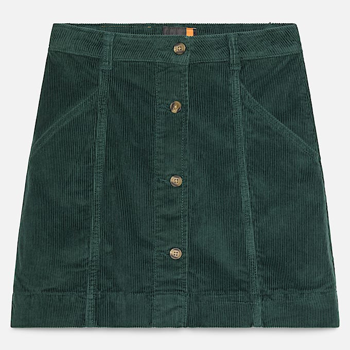 Rok van gewassen corduroy voor dames in donkergroen