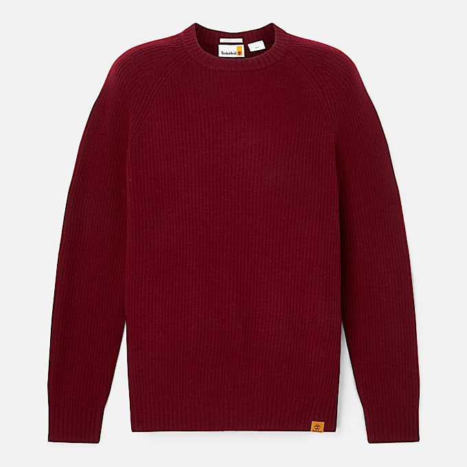 Phillips Brook Raglan Sleeve Crewneck Jumper for Men in Burgundy