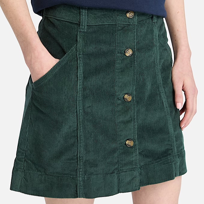 Rok van gewassen corduroy voor dames in donkergroen