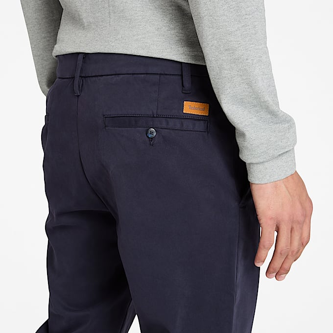 Pantalon chino teint en pièce Claremont pour homme en Bleu Foncé