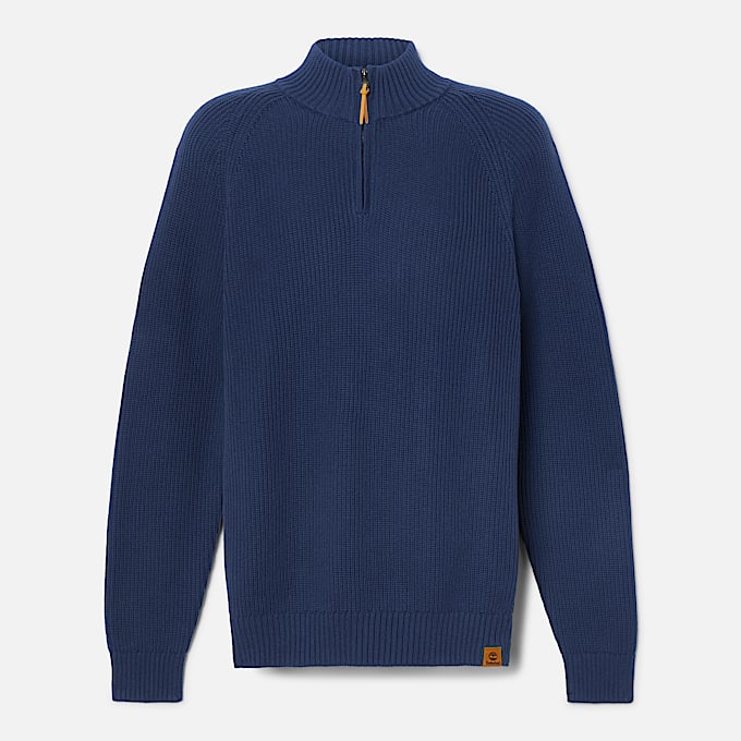 Williams River Textured Quarter-Zip Jumper for Men in Dark Blue