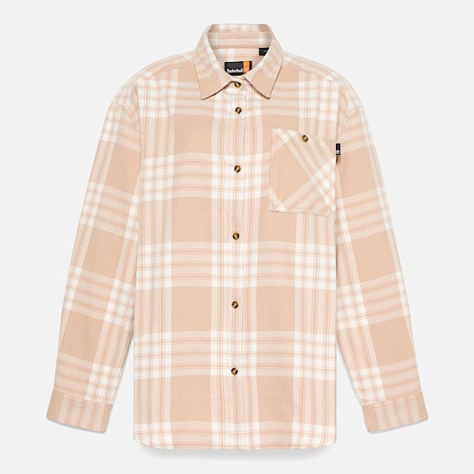 Mittelschweres Flanellhemd mit Tasche für Damen in Beige