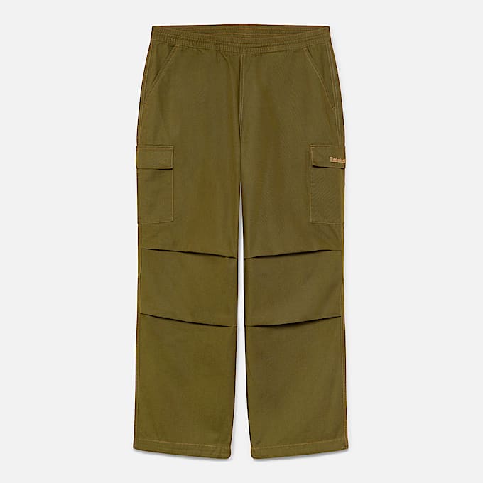 Cargohose aus gewaschenem Duck-Canvas in Dunkelgrün