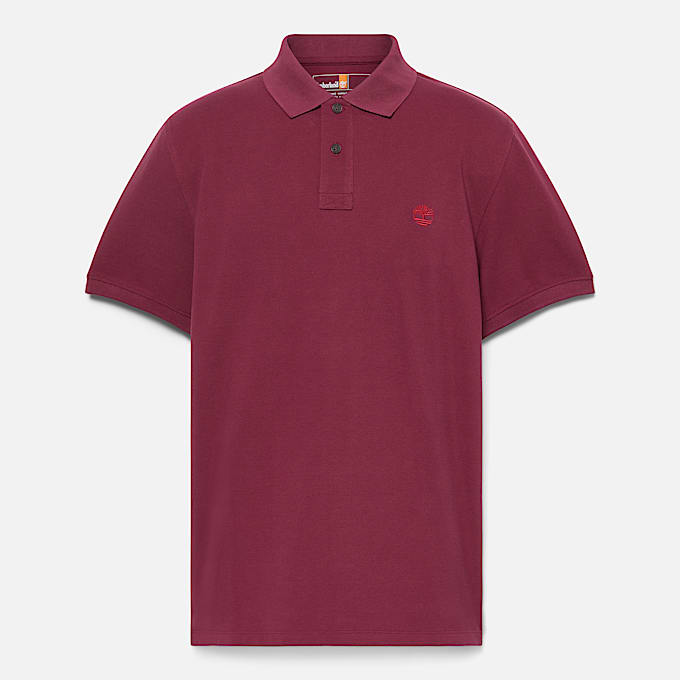 Millers River Pique Short-Sleeve Polo for Men in Burgundy