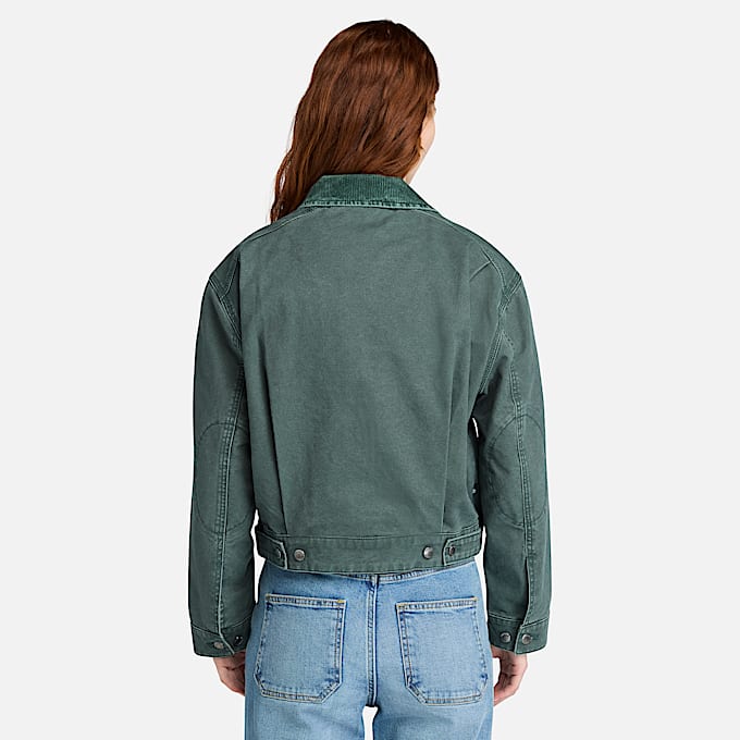 Veste en toile délavée Strafford pour femme en vert foncé