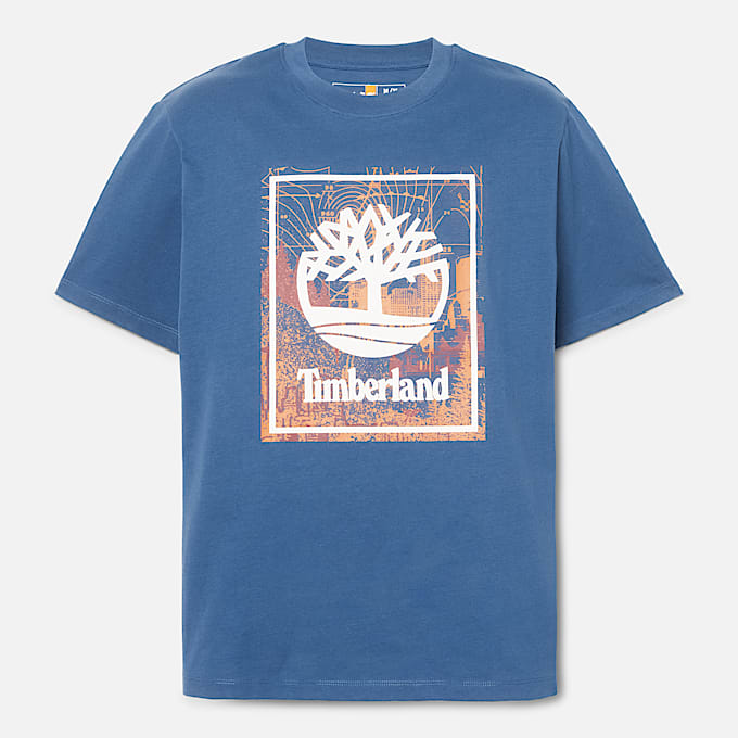 T-Shirt mit saisonalem, grafischem Stapellogo für Herren in Dunkelblau