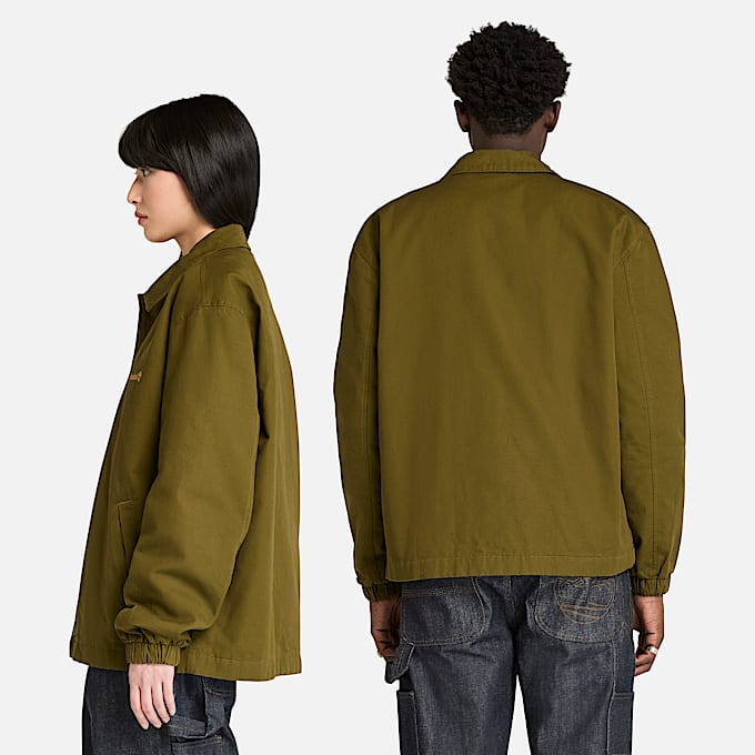 Isolierte Unisex-Jacke aus gewaschenem Enten-Canvas in Dunkelgrün