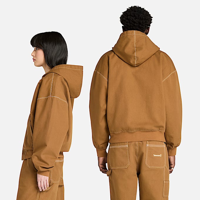All Gender Bomberjacke aus gewaschenem Duck-Canvas mit Kapuze in Dunkelgelb