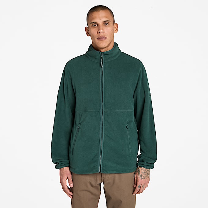 Polarfleece met volledige rits voor heren in donkergroen - 1