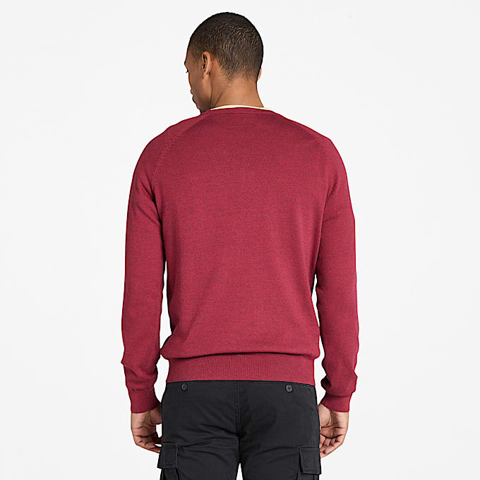 Williams River Cotton Raglan Sleeve Crewneck Jumper for Men in Burgundy
