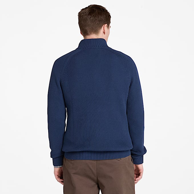 Williams River Textured Quarter-Zip Jumper for Men in Dark Blue