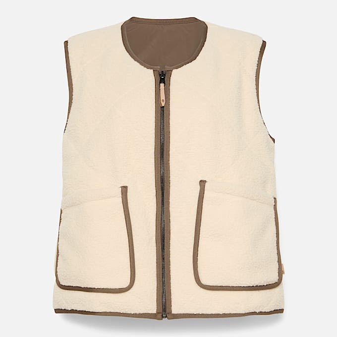 Hochflorige Fleeceweste für Damen in Beige