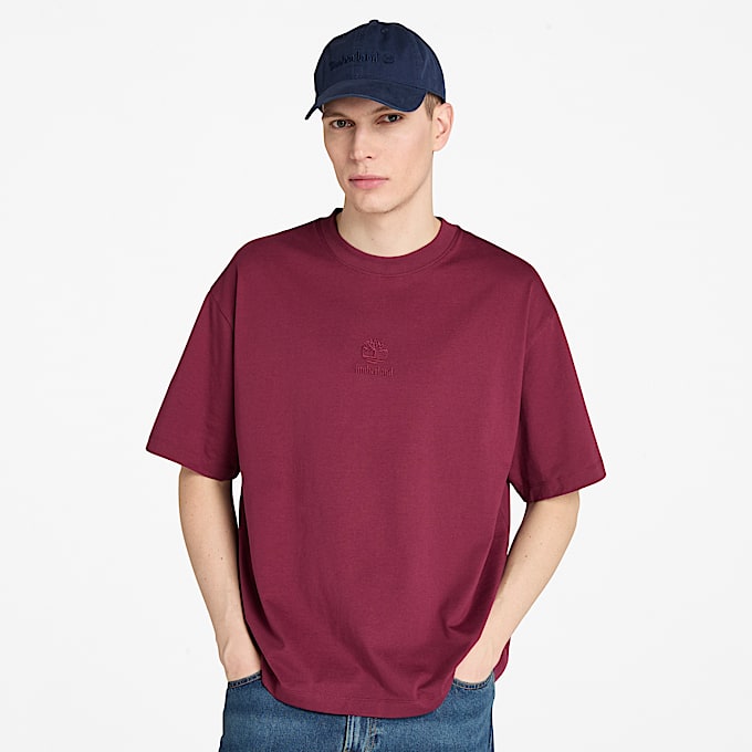 Hampton T-Shirt mit farblich abgestimmtem Stack-Logo für Herren in Burgunderrot - 1