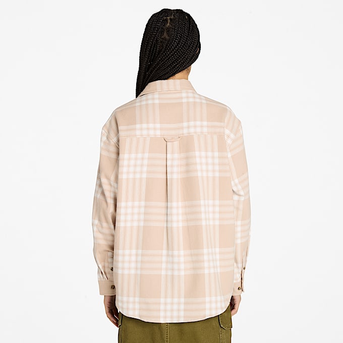 Mittelschweres Flanellhemd mit Tasche für Damen in Beige