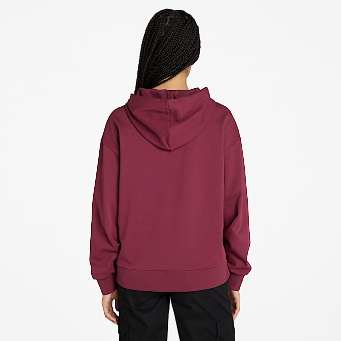 Felpa con Cappuccio e Doppio Logo in Tessuto Loopback da Donna in bordeaux