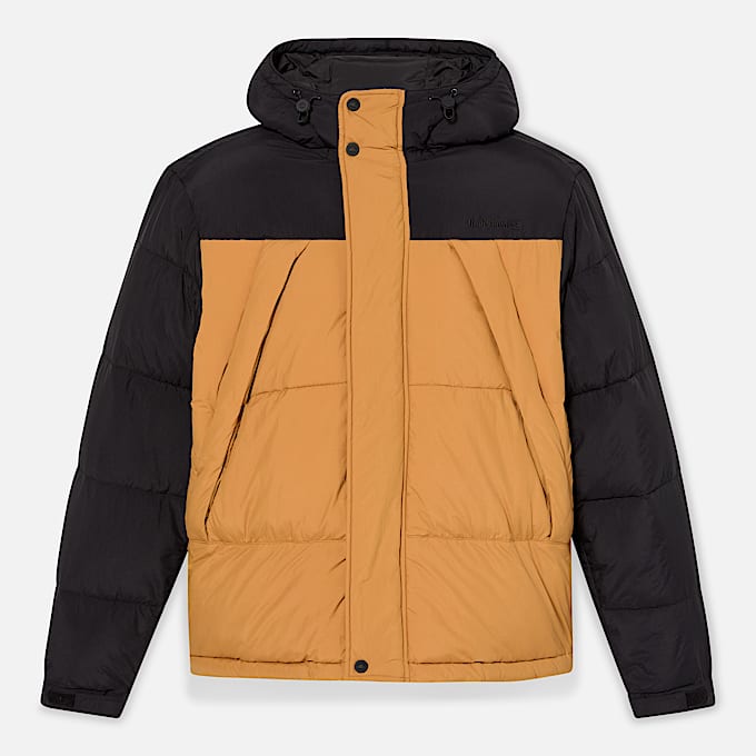 Durable Water-Repellent Puffer Jacket for Men in Black/Yellow
