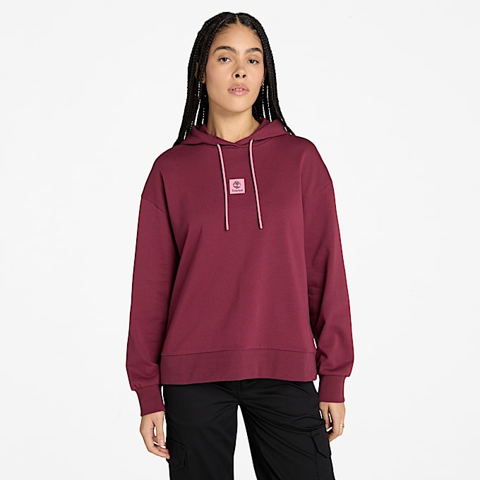 Stack Logo Loopback Hoodie for Women in Burgundy - 1
