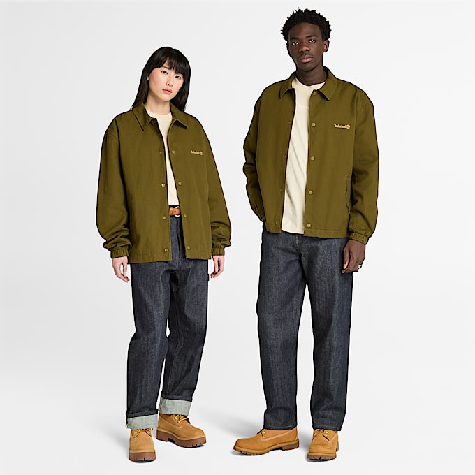 Isolierte Unisex-Jacke aus gewaschenem Enten-Canvas in Dunkelgrün - 1