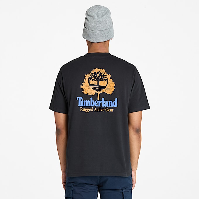 Rugged Active Gear Back Graphic T-shirt for Men in Black/Dark Yellow