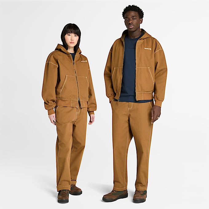 All Gender Bomberjacke aus gewaschenem Duck-Canvas mit Kapuze in Dunkelgelb - 1