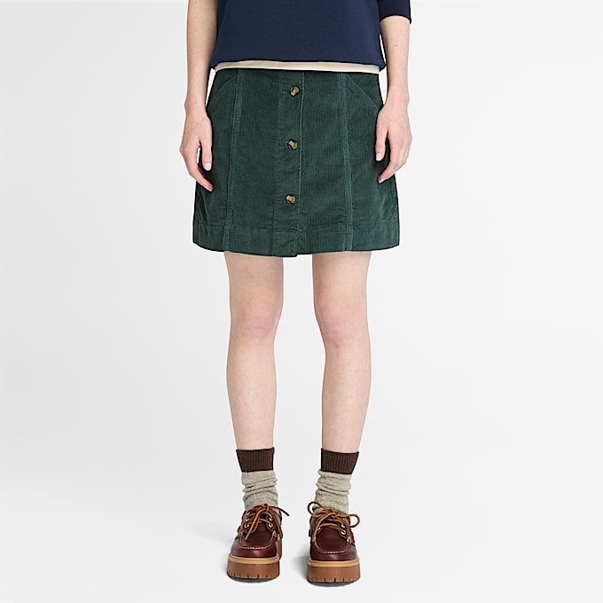 Rok van gewassen corduroy voor dames in donkergroen - 1