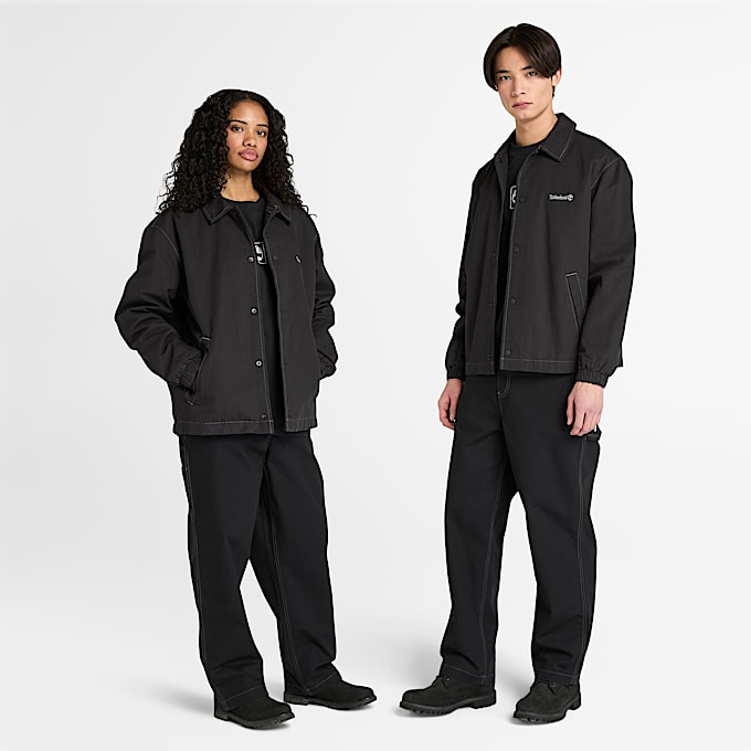 All Gender Washed Duck Canvas Insulated Jacket in Black - 1