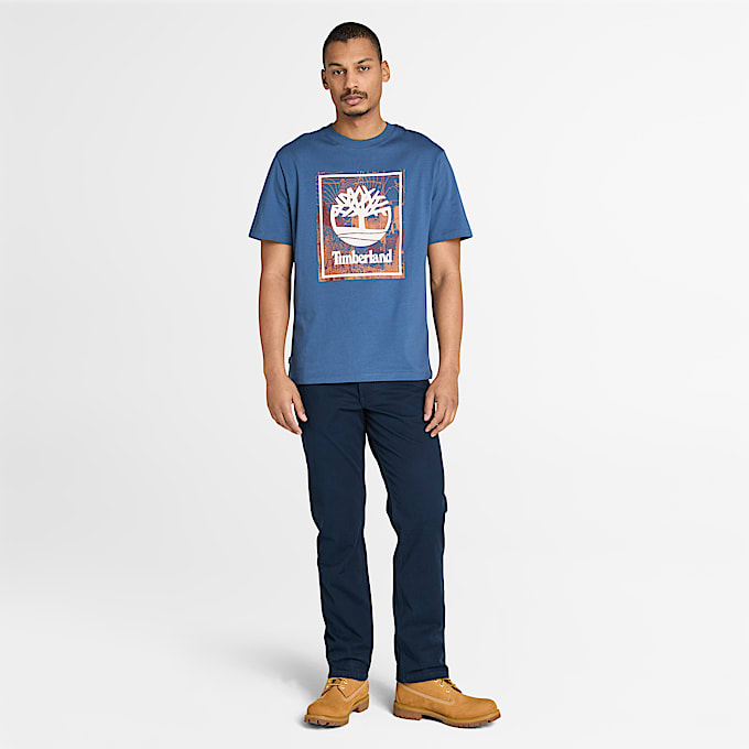 T-Shirt mit saisonalem, grafischem Stapellogo für Herren in Dunkelblau