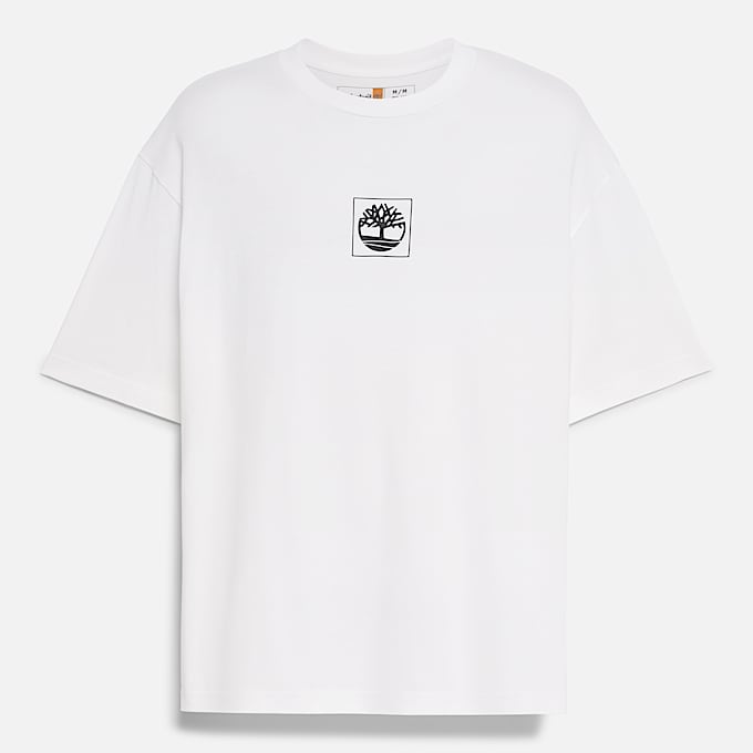 T-shirt a Maniche Corte con Grafica Building Blocks in bianco