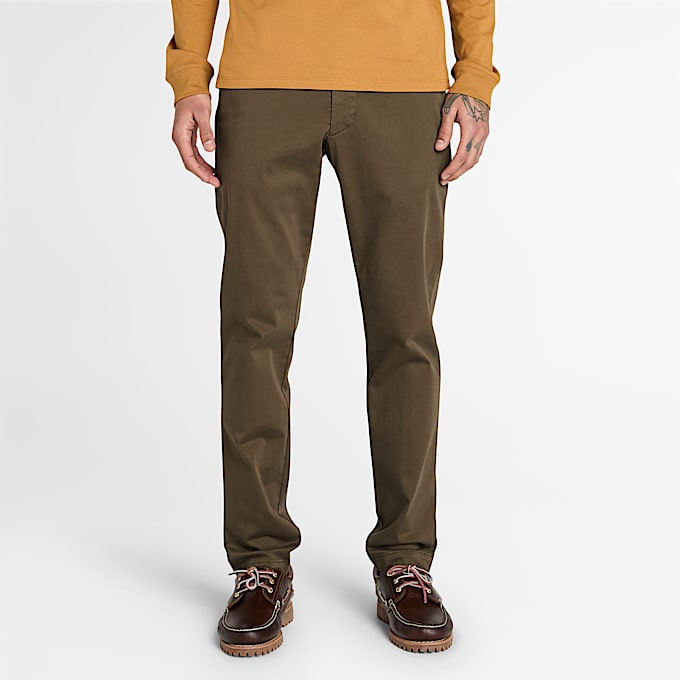 Pantalon chino teint en pièce Claremont pour homme en Vert - 1