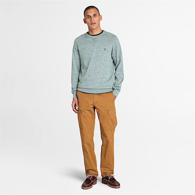 Williams River Cotton Raglan Sleeve Crewneck Jumper for Men in Grey